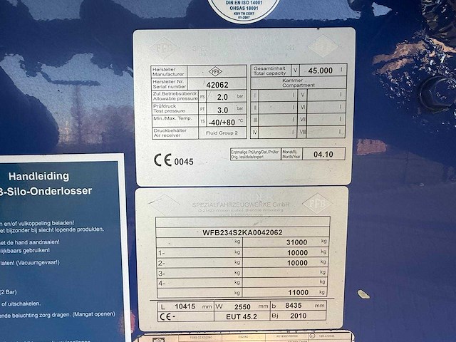 Feldbinder - bulktrailer - 2010 - eut 45.2 - verweeg trailer - city - achteras gestuurd - 45,2 kuub - 7 vakken - ol-28-bt - afbeelding 22 van  29