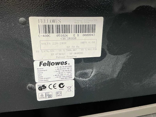 Fellowes - c-480c - papiervernietiger - afbeelding 3 van  3