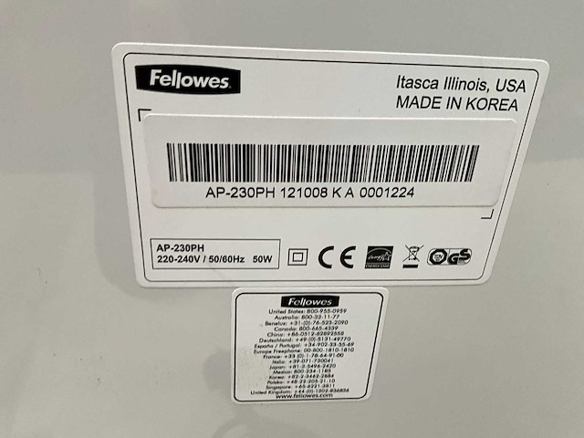 Fellowes ap-230ph ventilator - afbeelding 8 van  8