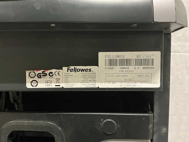 Fellowes c-220 papier shredder - afbeelding 5 van  5