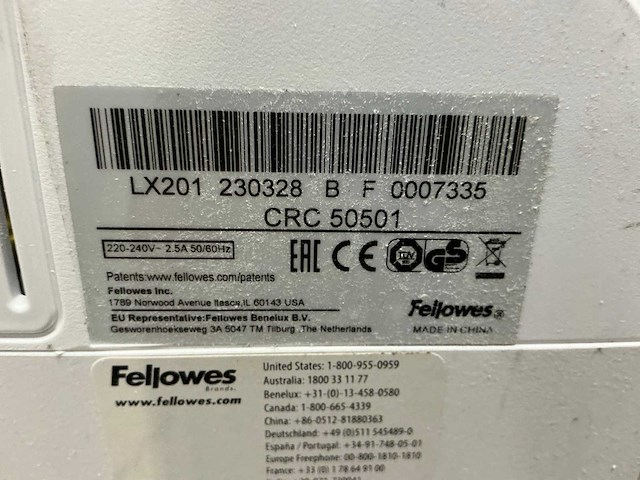 Fellowes lx201 papier shredder - afbeelding 7 van  8