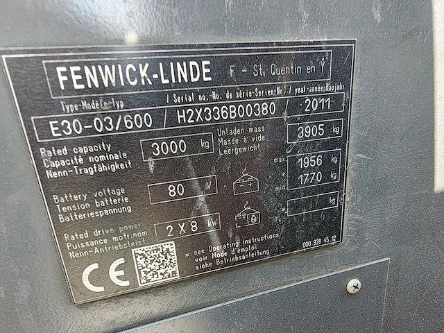 Fenwick - 2011 - e30-03/600 - vorkheftruck - afbeelding 2 van  29