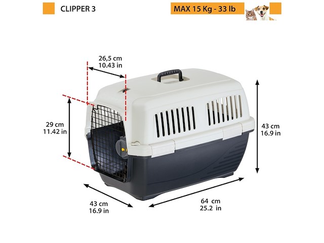 Ferplast reismand clipper 3 kattenvervoersbox zwart - afbeelding 1 van  6