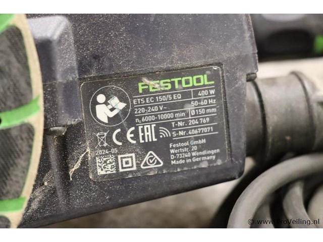Festool ets excentrische schuurmachine ec 150/5 eq, 400w - afbeelding 4 van  5