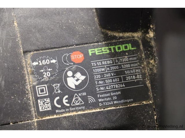 Festool invalcirkelzaagmachine ts 55 rebq, 1200w - afbeelding 7 van  9