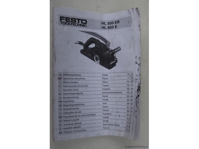 Festool schaafmachine hl 850 eb-plus incl. opbergkoffer - afbeelding 4 van  10