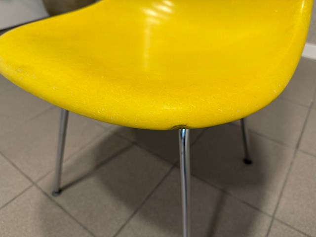 Fiberglass h-base chrome herman miller, dsx, geel - afbeelding 8 van  10