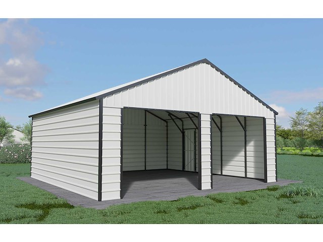 Field 2322 metalen garage met 2 elektrische roldeuren, 46,9 m2 / 6,70x7,00 meter - afbeelding 2 van  5