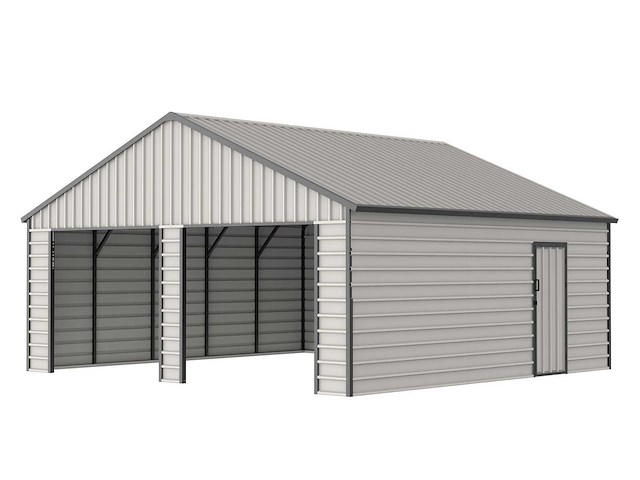 Field 2322 metalen garage met 2 elektrische roldeuren, 46,9 m2 / 6,70x7,00 meter - afbeelding 3 van  5