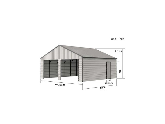 Field 2322 metalen garage met 2 elektrische roldeuren, 46,9 m2 / 6,70x7,00 meter - afbeelding 4 van  5