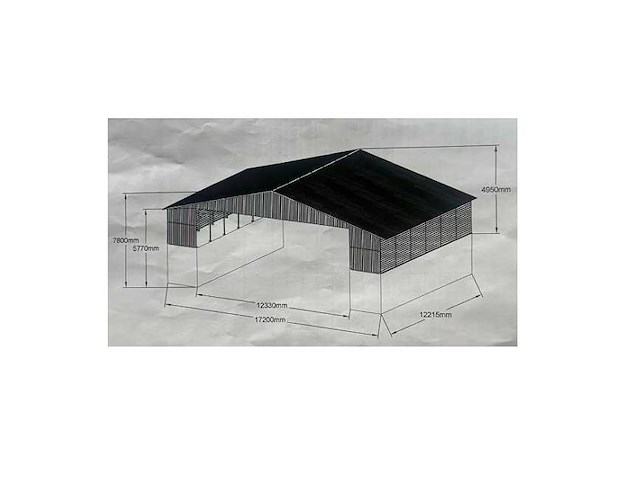 Field industries 5640 metalen garage 12,22x17,20 meter (210 m2) - afbeelding 2 van  11