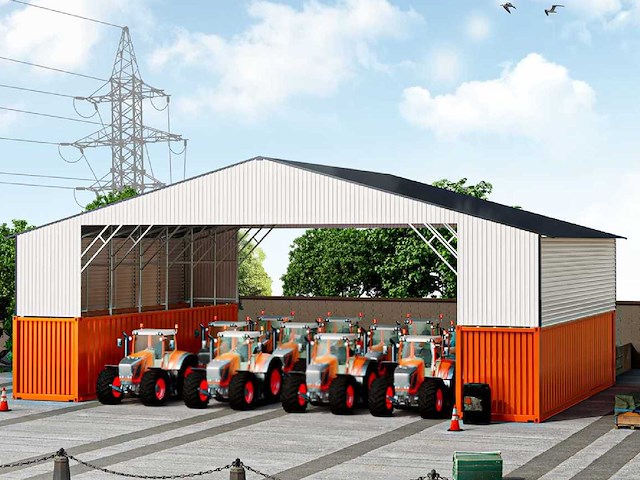 Field industries metalen garage / staalconstructie 93 m2: 11,65x7,99 meter - afbeelding 1 van  11
