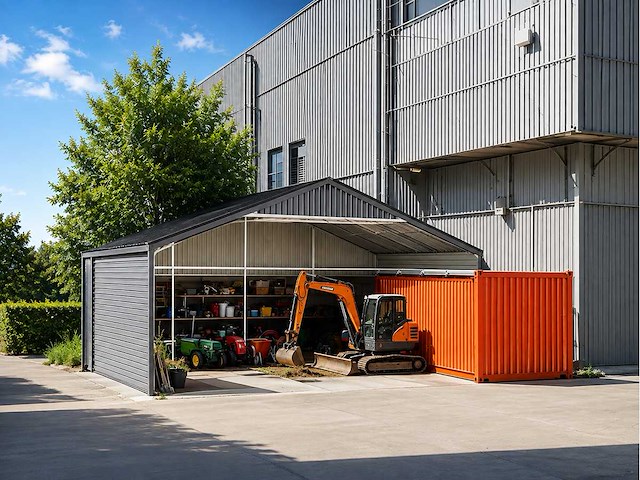 Field industries metalen garage / staalconstructie 93 m2: 11,65x7,99 meter - afbeelding 1 van  11