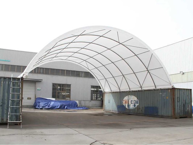 Field shelter c4040 - 12x12x4,5 m opslagtent / opslagshelter tussen 2 containers - afbeelding 2 van  4