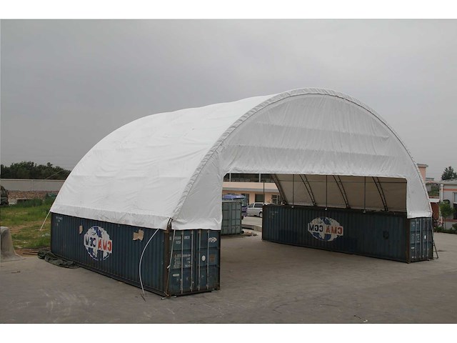 Field shelter c604015s 12x18x4,5 m opslagtent/opslagshelter tussen 2 containers - afbeelding 2 van  4