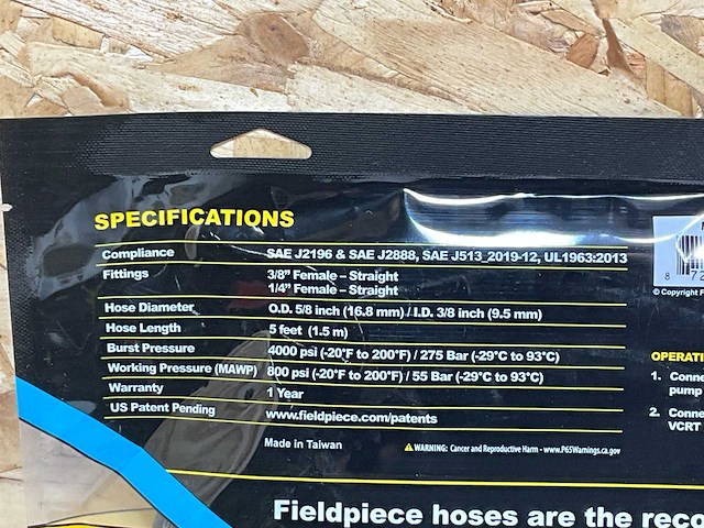 Fieldpiece vacuümslang 3/8" x 1/4" l=150cm (2x) - afbeelding 5 van  7