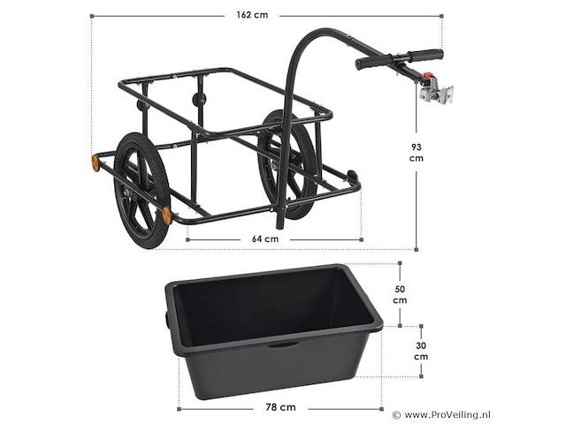 Fietskar / transportkar 90 liter incl. koppeling - afbeelding 7 van  22