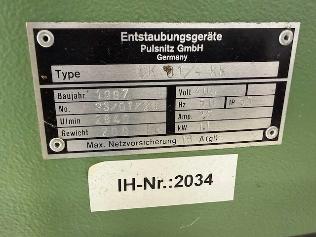 Filtratiesysteem pulsitz gmbh - ck 01/4 kr - filterextractiesysteem - afbeelding 2 van  4