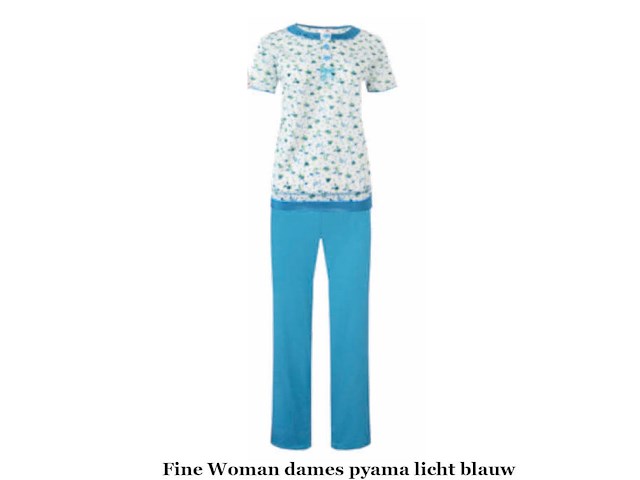 Fine woman dames pyama licht blauw maat m (doos o) - afbeelding 3 van  3