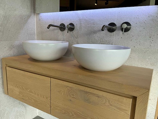 Fine wood design - vaxjo - massief eiken badmeubelset 120 cm - afbeelding 4 van  7