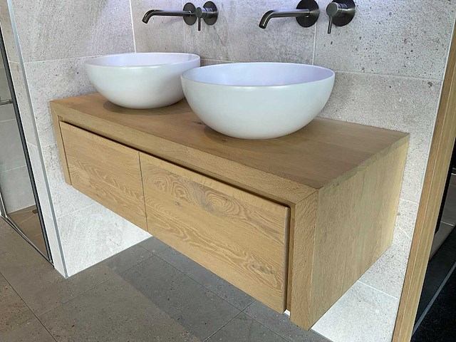 Fine wood design - vaxjo - massief eiken badmeubelset 120 cm - afbeelding 6 van  7