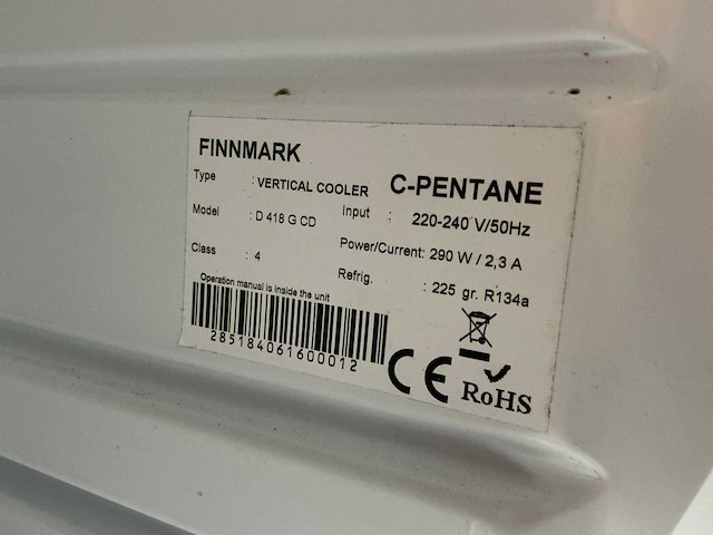 Finnmark vertical cooler koelkast. d 418 g cd - afbeelding 3 van  4