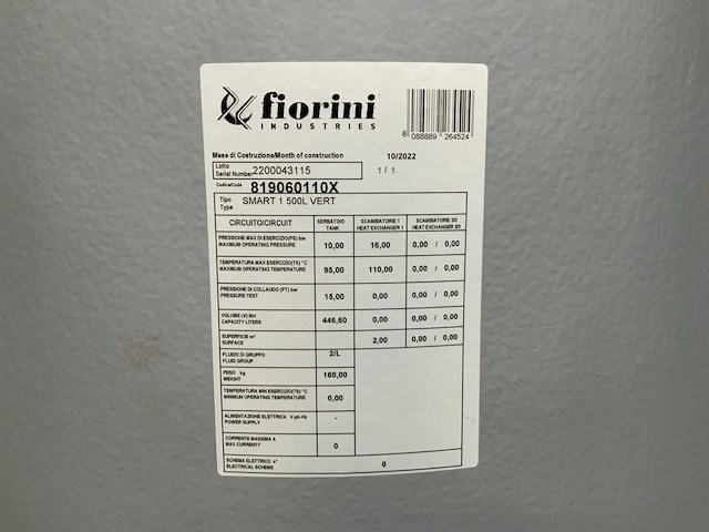 Fiorini - smart 1 - 500l - tapwaterboiler - afbeelding 13 van  16