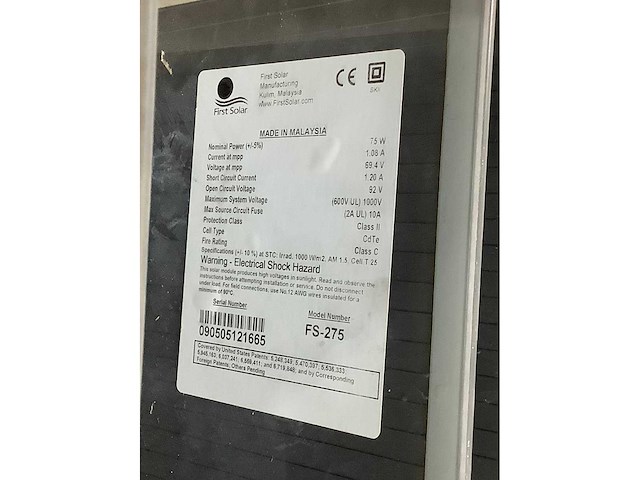 First solar fs-275 zonnepanelen (45x) - afbeelding 6 van  6