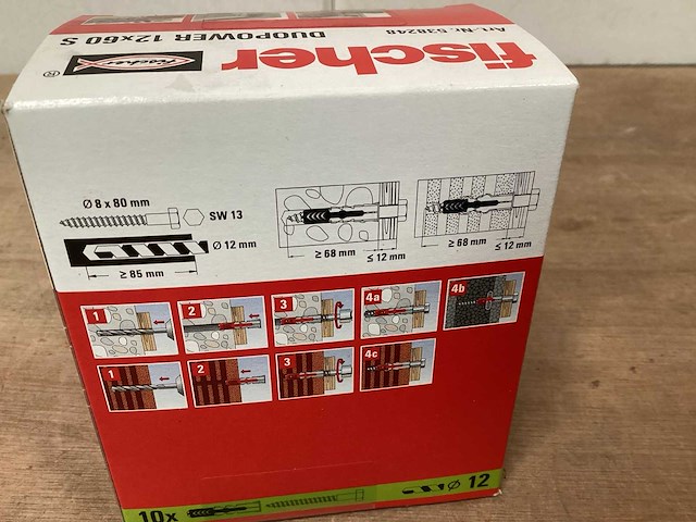 Fischer duopower plug met houtdraadbout, doos 10 st (15x) - afbeelding 2 van  2