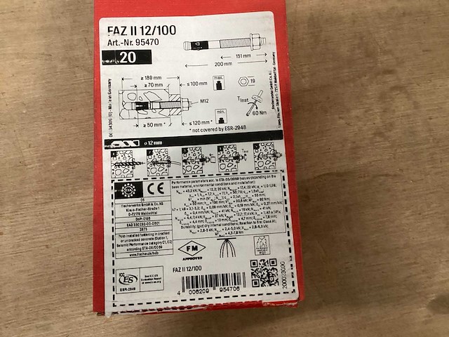 Fischer faz ii 12/100 doorsteekanker 200 mm, doos 20 stuks (6x) - afbeelding 3 van  3