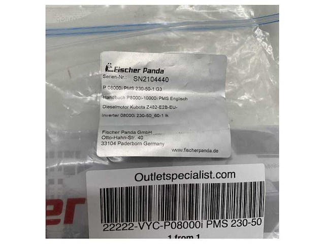 Fischer panda p08000i pms 230-50 hard cover manual - afbeelding 4 van  5