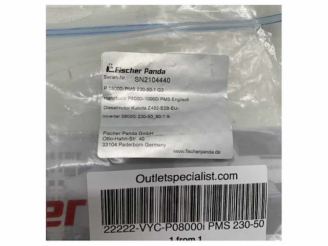 Fischer panda p08000i pms 230-50 hard cover manual - afbeelding 4 van  5