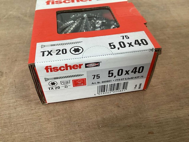 Fischer rvs vlonderschroef 5x40, doos 75 stuk (26x) - afbeelding 2 van  2