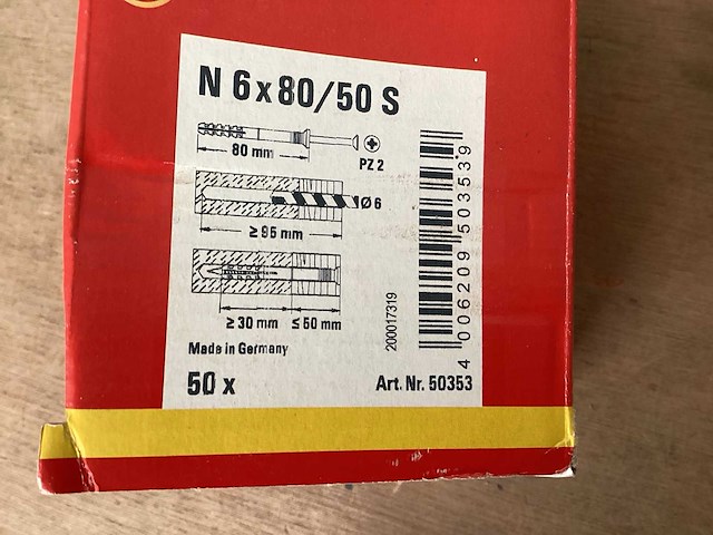 Fischer slagplug 6x80, doos 50 stuks (10x) - afbeelding 3 van  3