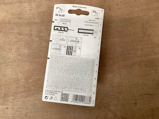 Fischer sx 6x30 nylon plug, blister 30 stuks (120x) - afbeelding 2 van  3