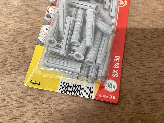 Fischer sx 6x30 nylon plug, blister 30 stuks (149x) - afbeelding 2 van  3