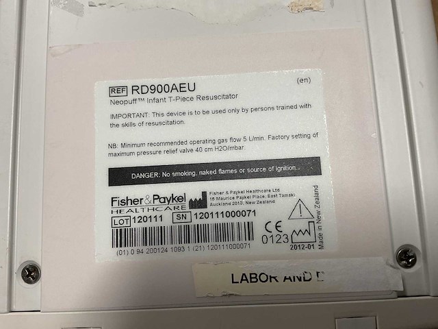 Fisher & paykel rd900 neopuff infant t-piece resuscitator - afbeelding 4 van  5