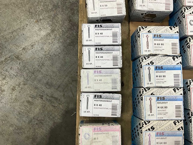 Fisprofi partij oa rvs moeren, sluitringen, houtdraadbouten en diversen (135x) - afbeelding 14 van  36