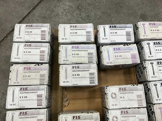 Fisprofi partij oa rvs moeren, sluitringen, houtdraadbouten en diversen (135x) - afbeelding 34 van  36