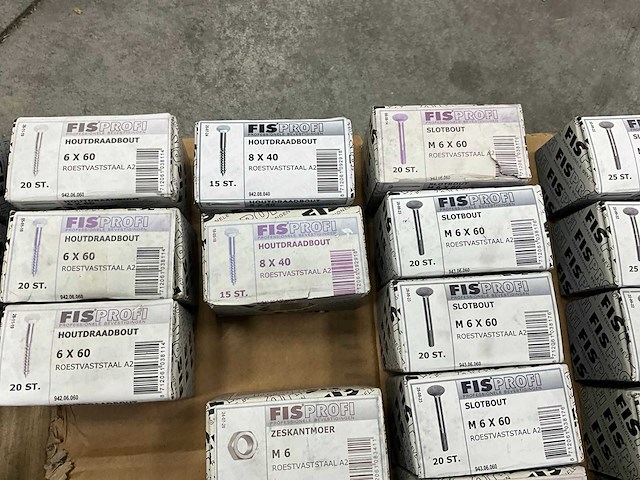 Fisprofi partij oa rvs moeren, sluitringen, houtdraadbouten en diversen (135x) - afbeelding 35 van  36