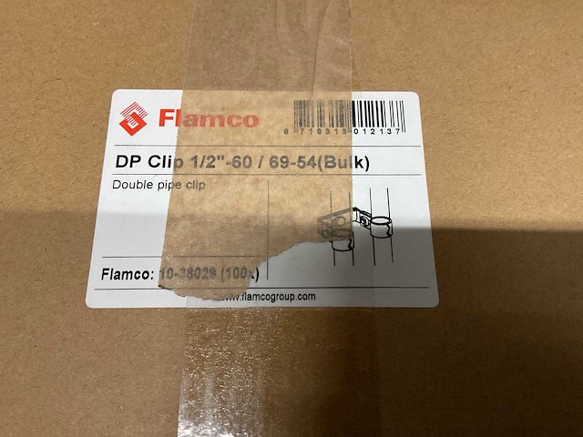 Flamco 1/2”-60 / 69-54 doos á 100 stuks dubbele pijp beugels - afbeelding 2 van  2
