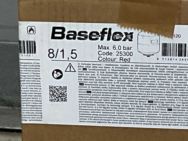 Flamco baseflex expansievat 8 liter, 1,5-6 bar, rood (3x) - afbeelding 5 van  5