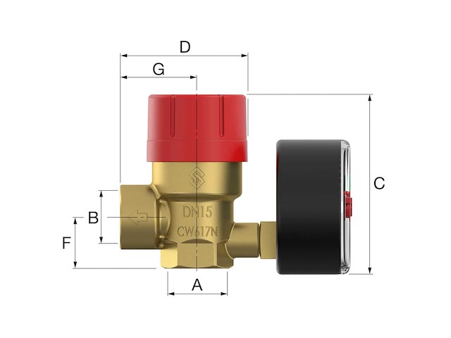 Flamco prescomano veiligheidsventielen met manometer (28x) - afbeelding 2 van  9