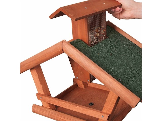 Flamingo voederhuis met staander mimir hout - afbeelding 2 van  4