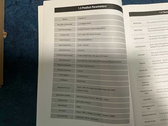 Flashforge creator 3 dual-head filament 3d printer - afbeelding 6 van  14