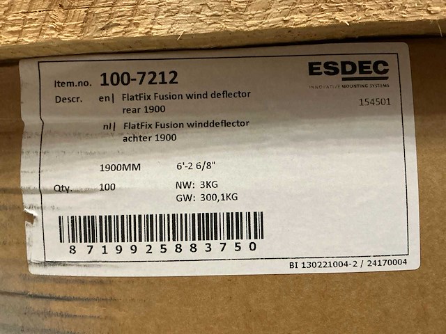 Flatfix fusion 100-7212 windreflector achter 1900 (100x) - afbeelding 5 van  5