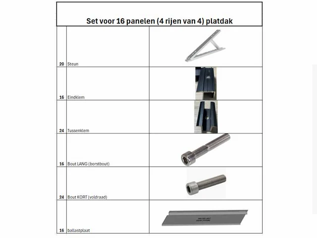 Flatroof - montageset voor 16 zonnepanelen ( 4 rijen van 4) - afbeelding 2 van  10
