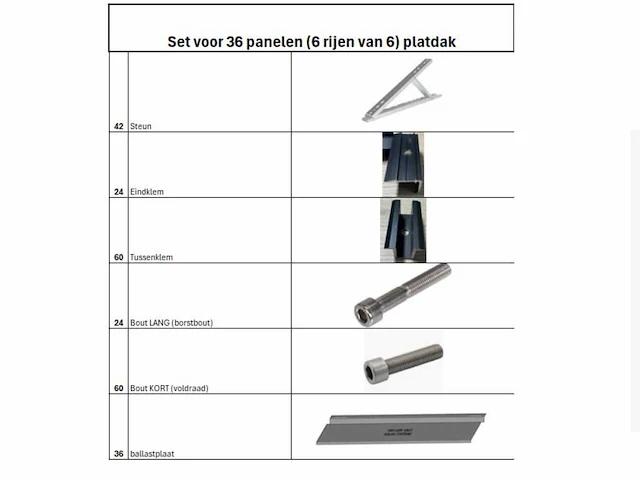 Flatroof - montageset voor 36 zonnepanelen ( 6 rijen van 6) - afbeelding 2 van  10