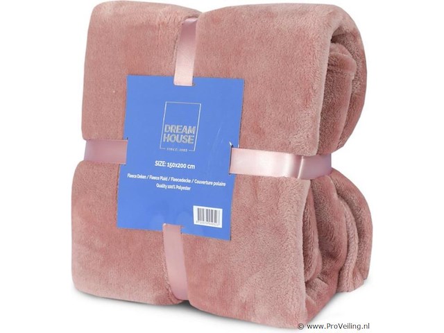 Fleecedeken 150x200cm oud roze - afbeelding 1 van  6