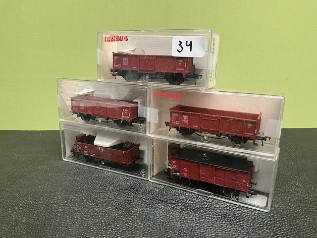 Fleischmann 3x 5205 / 5811 / 5365 modeltrein wagon (5x) - afbeelding 1 van  8